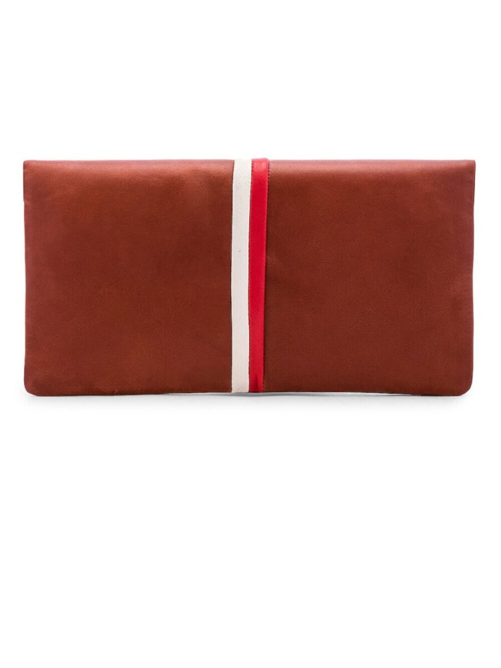 Clare V. Foldover Clutch in Cognac, Red & Cream Soldout on Revolve!